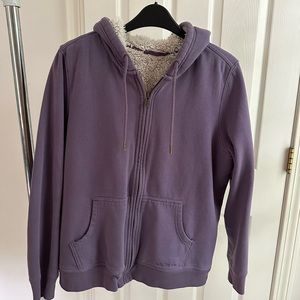 LL Bean 1912 Sherpa-Lined Hoodie Purple Size M